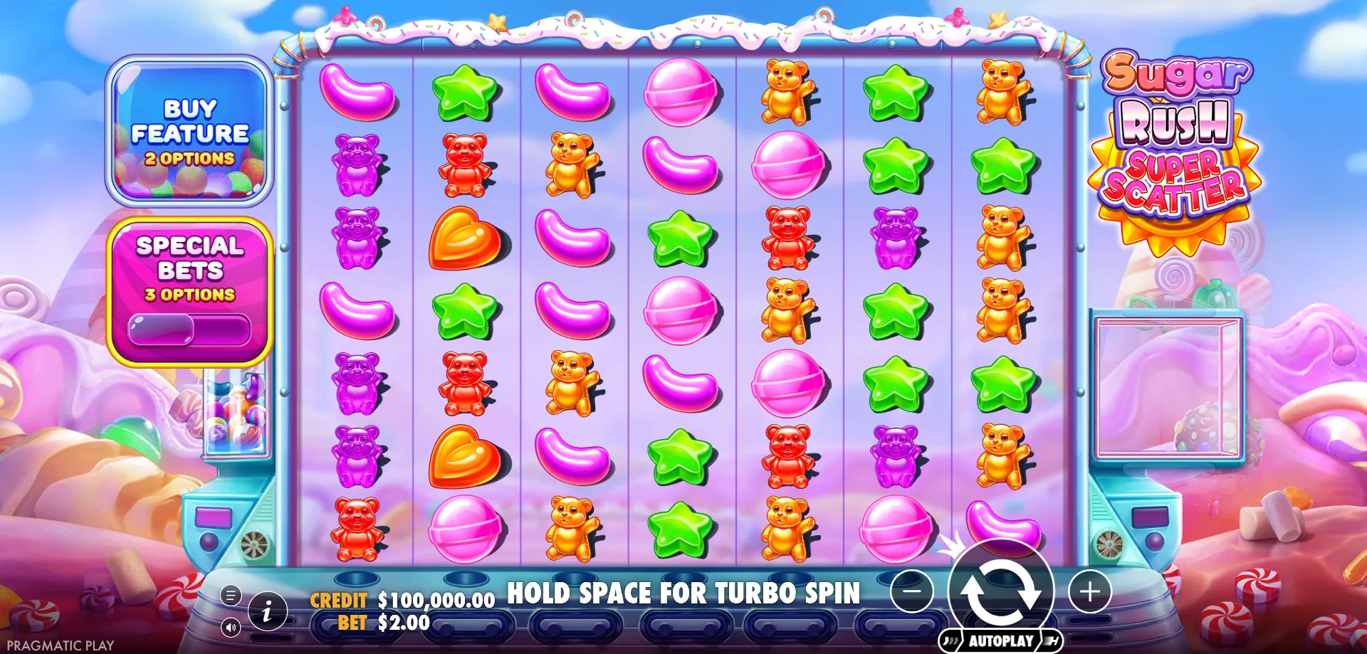 Spil Sugar Rush Super Scatter p&aring; Mobil
